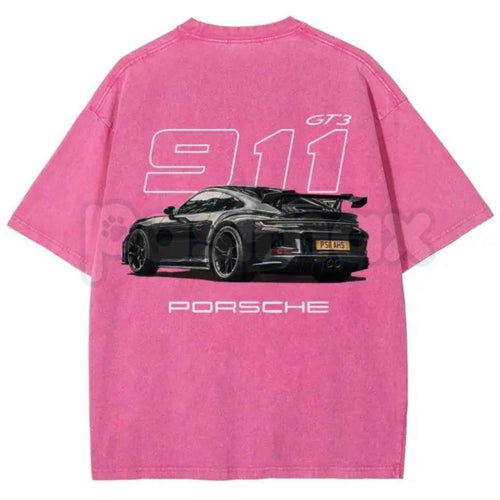 911 GT3 Racing T-Shirt – Retro German Supercar Graphic Tee, Vintage Washed Lightweight Cotton Unisex Motorsport Streetwear Top