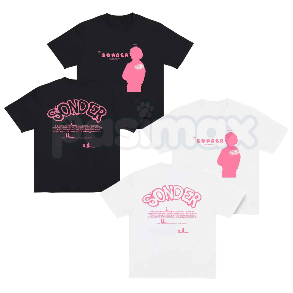 Bold Pink Sonder Lettering Geometric Print Rap Shirt – Modern Streetwear Graphic Tee, Minimalist Aesthetic Urban Unisex Hip Hop Fashion Shirt