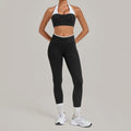 Women's Seamless Yoga Sets Sports Fitness Sleeveless Vest Hip-lifting Slim Fit Pants Suits Workout Gym Training Running Sets