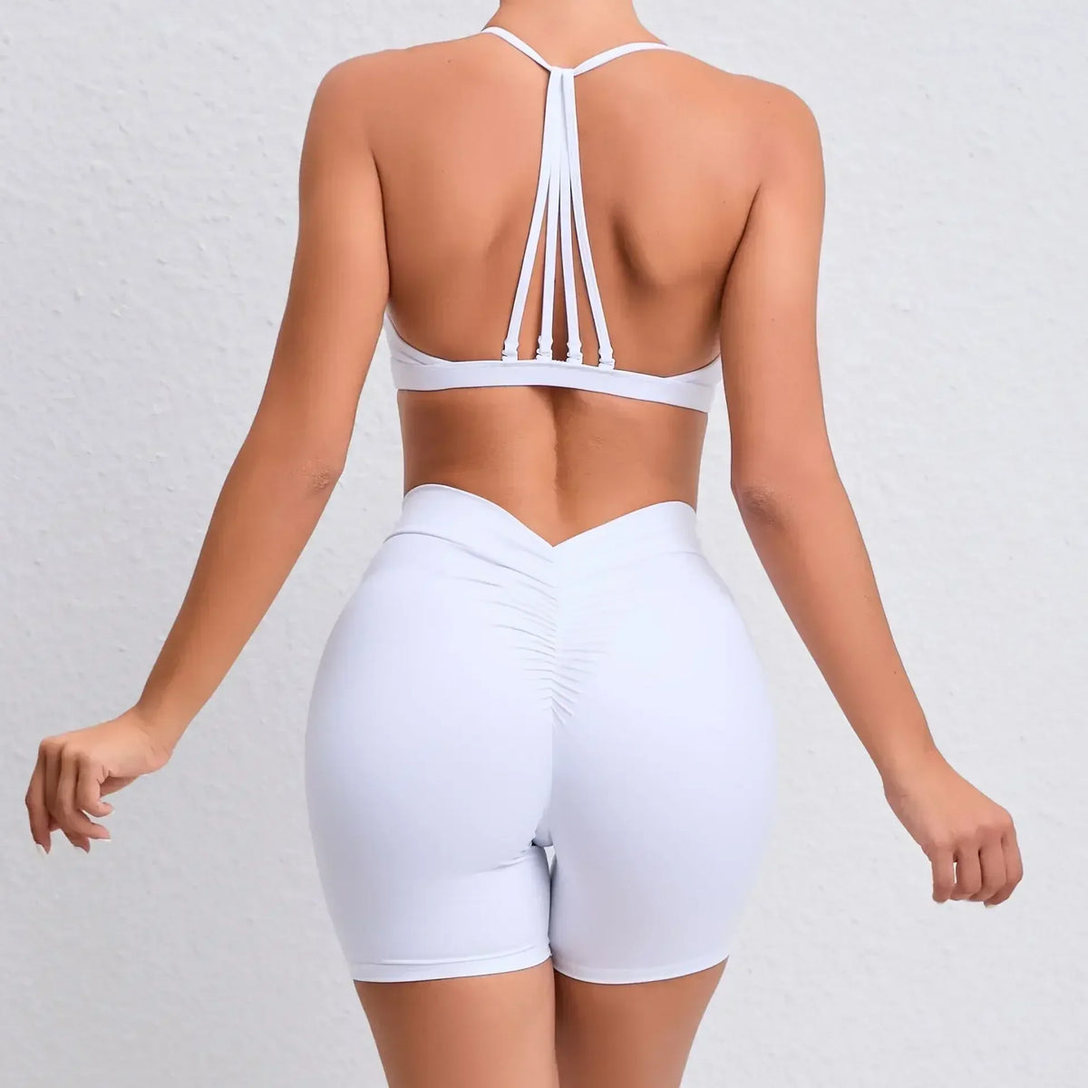 Women's 2-Piece Yoga Sets High Waist Seamless Shorts  Hip-Lifting & Backless Gym Leggings Quick Dry Workout Fitness Suits