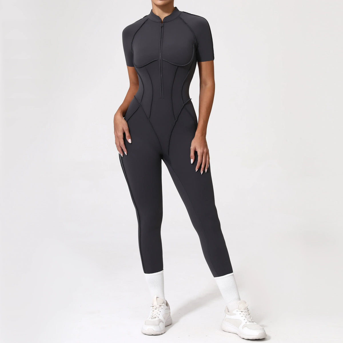 With Zipper Hollow Back Yoga Jumpsuit Sportswear Women Gym Clothes Running Fitness Yoga Backless Bodysuit