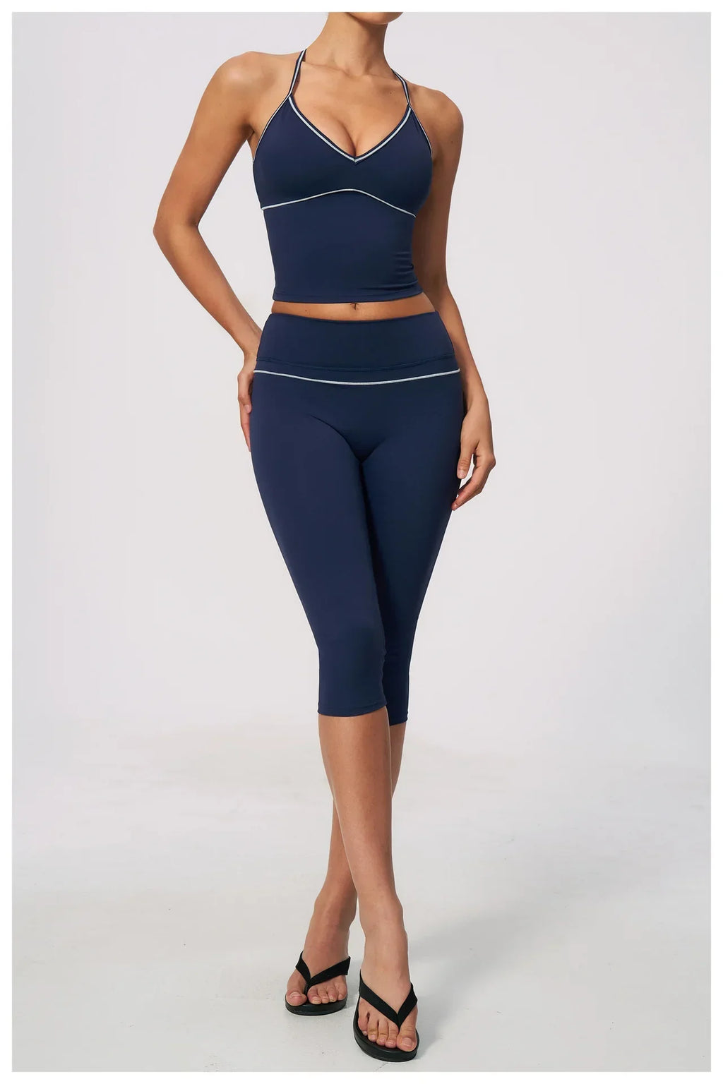 Summer Back I Shaped Sports Bra Sexy Deep V Neck Contrast Color Slimming Yoga Tank Top Outdoor Workout Fitness Gym Running Vest