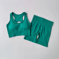 Conjunto de Yoga sin costuras para mujer, Sujetador deportivo Sexy, pantalones cortos deportivos de cintura alta, traje de entrenamiento sin mangas para gimnasio y Fitness, 2 uds.