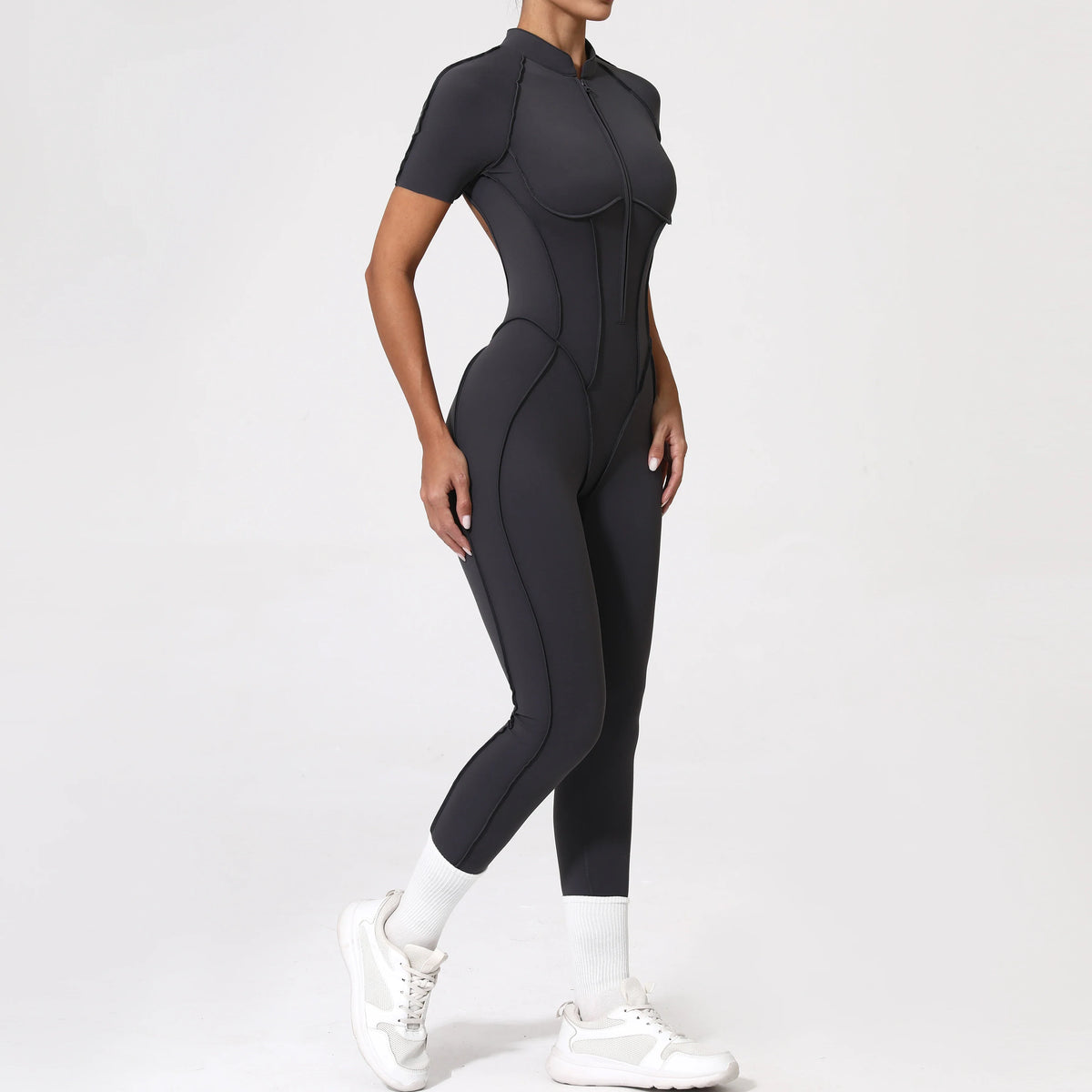 With Zipper Hollow Back Yoga Jumpsuit Sportswear Women Gym Clothes Running Fitness Yoga Backless Bodysuit