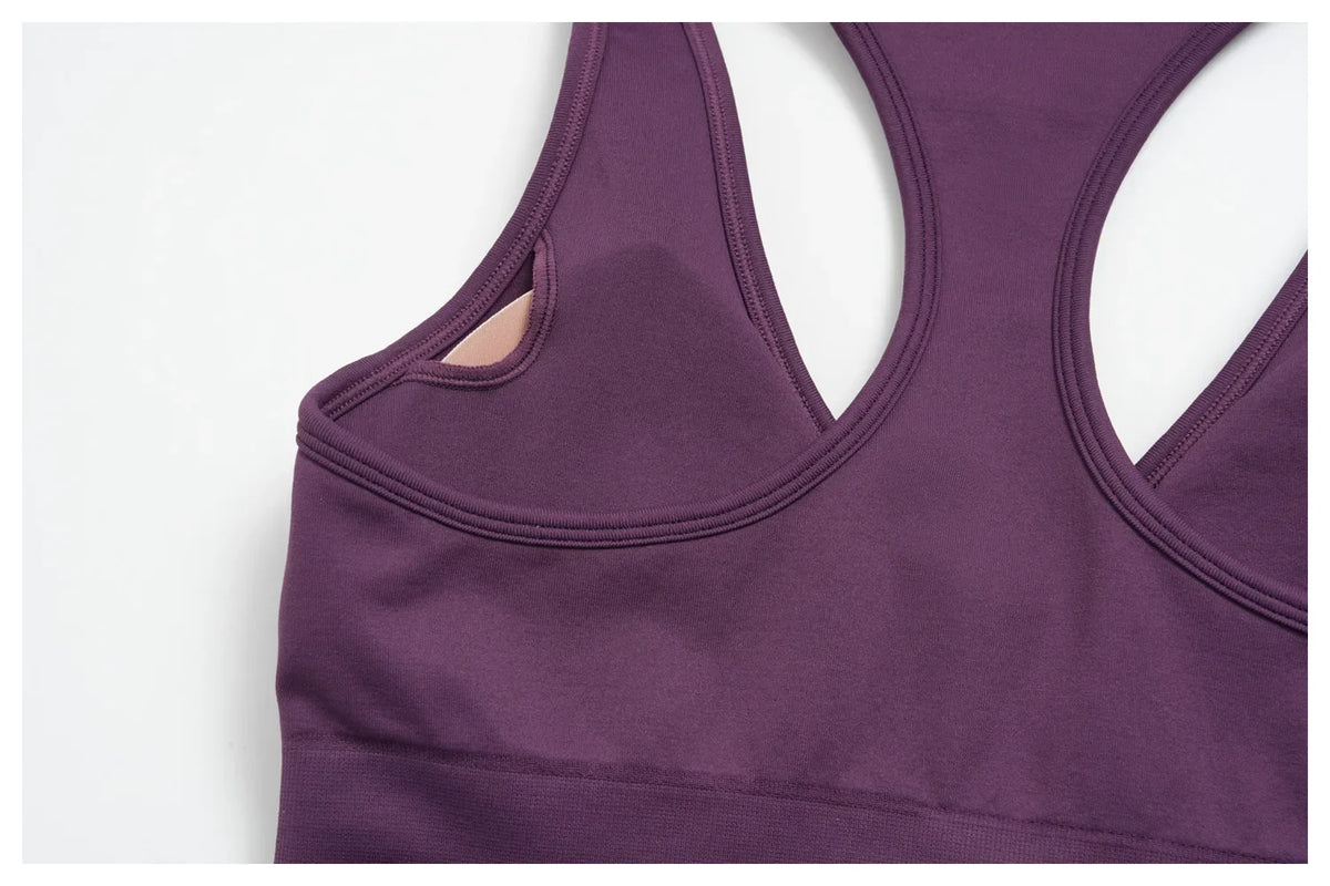 Seamless Gym Yoga Sets Women Breathable I-shaped Shock-absorbing Slim Sports Tank Top High Waist Shorts Training Fitness Suit