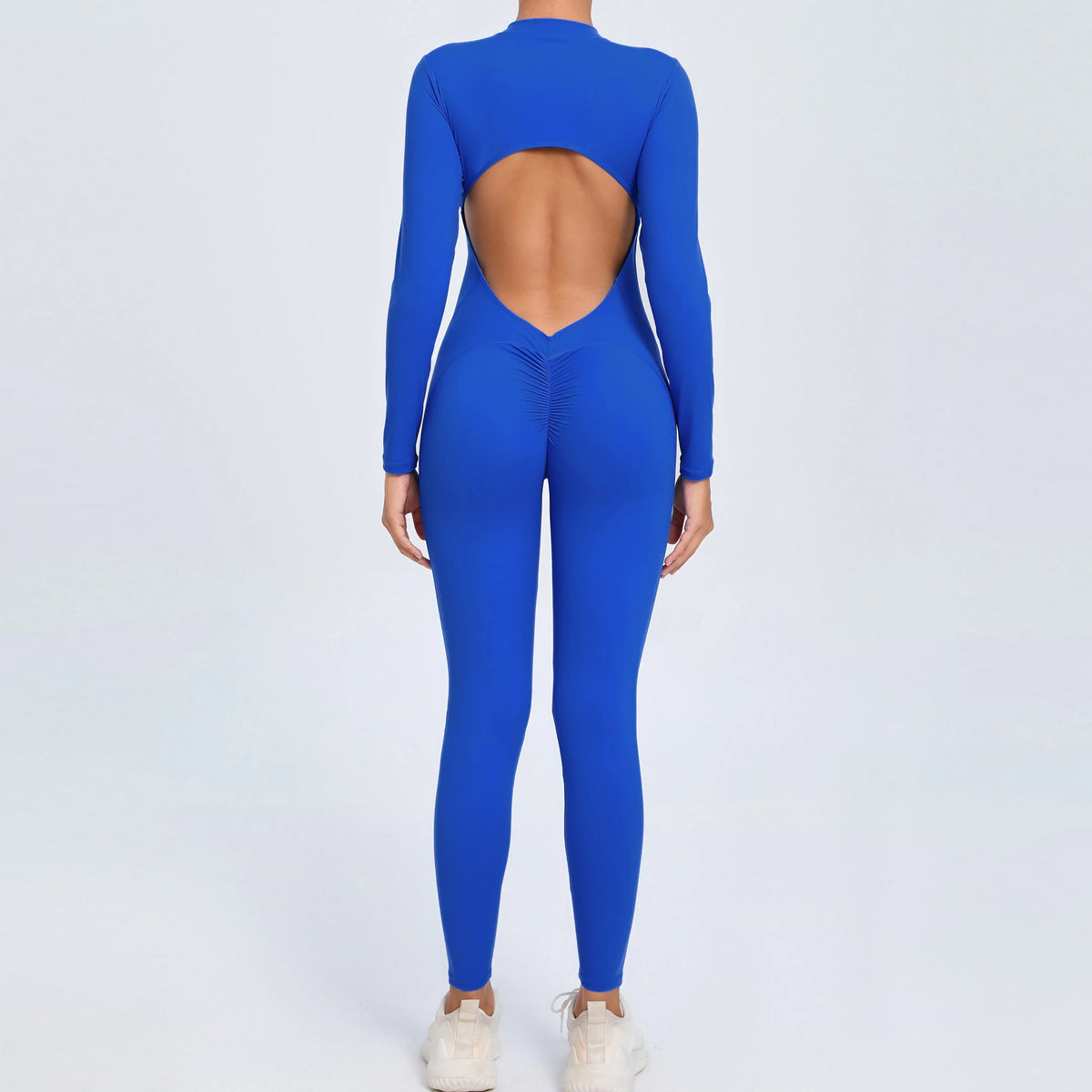 Women Sportwear Yoga Jumpsuit Zip Long Sleeve Back Open Outfit Fitness Tracksuit Tight One-piece Gym Overalls Sports Bodysuit