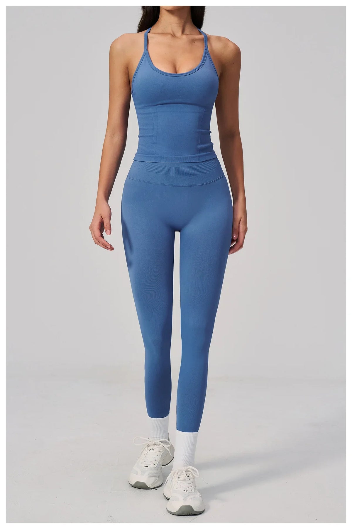 Summer Seamless Yoga Sets Women Outdoor Slimming Sports Tank Top High Waist Hip Lifting Leggings Gym Fitness Suits Tracksuit