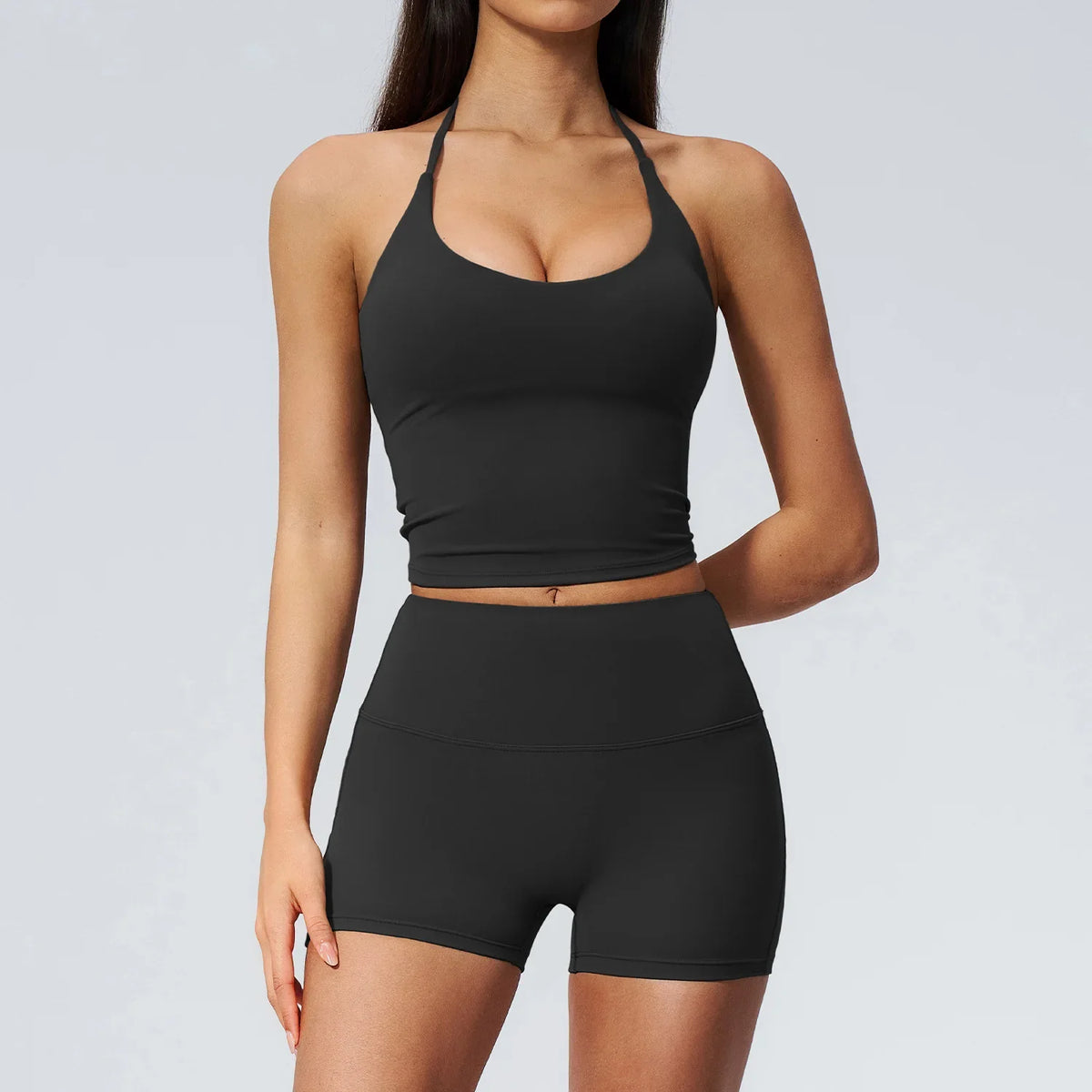 Quick Drying 2 Pcs Yoga Sets Women V Neck Slimming Sports Tank Top High Waist Shorts Fitness Suit Outwear Gym Running Tracksuits