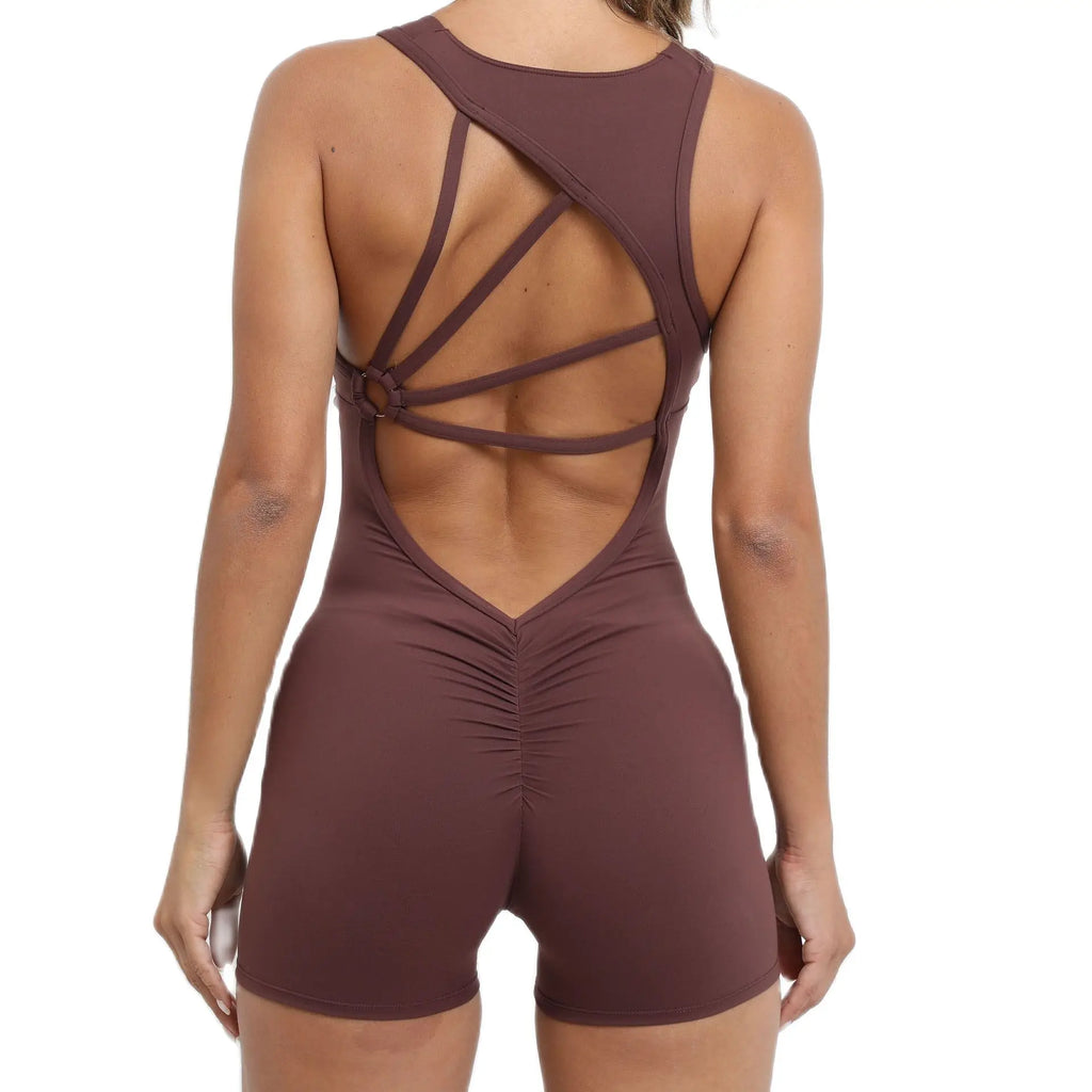 Padded Jumpsuit Sport Women Yoga Bodysuit Fitness Wear Gym Sportswear High Elastic Workout Running Clothes