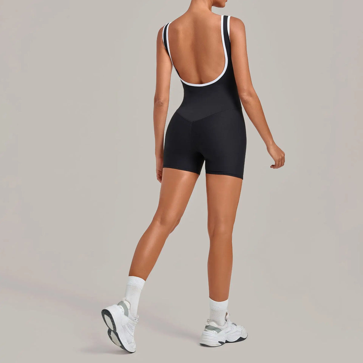 Color Blocking Brushed Yoga Jumpsuit Women Hollow Out Backless Tight Sport One Piece Suit Gym Running Exercise Fitness Bodysuits