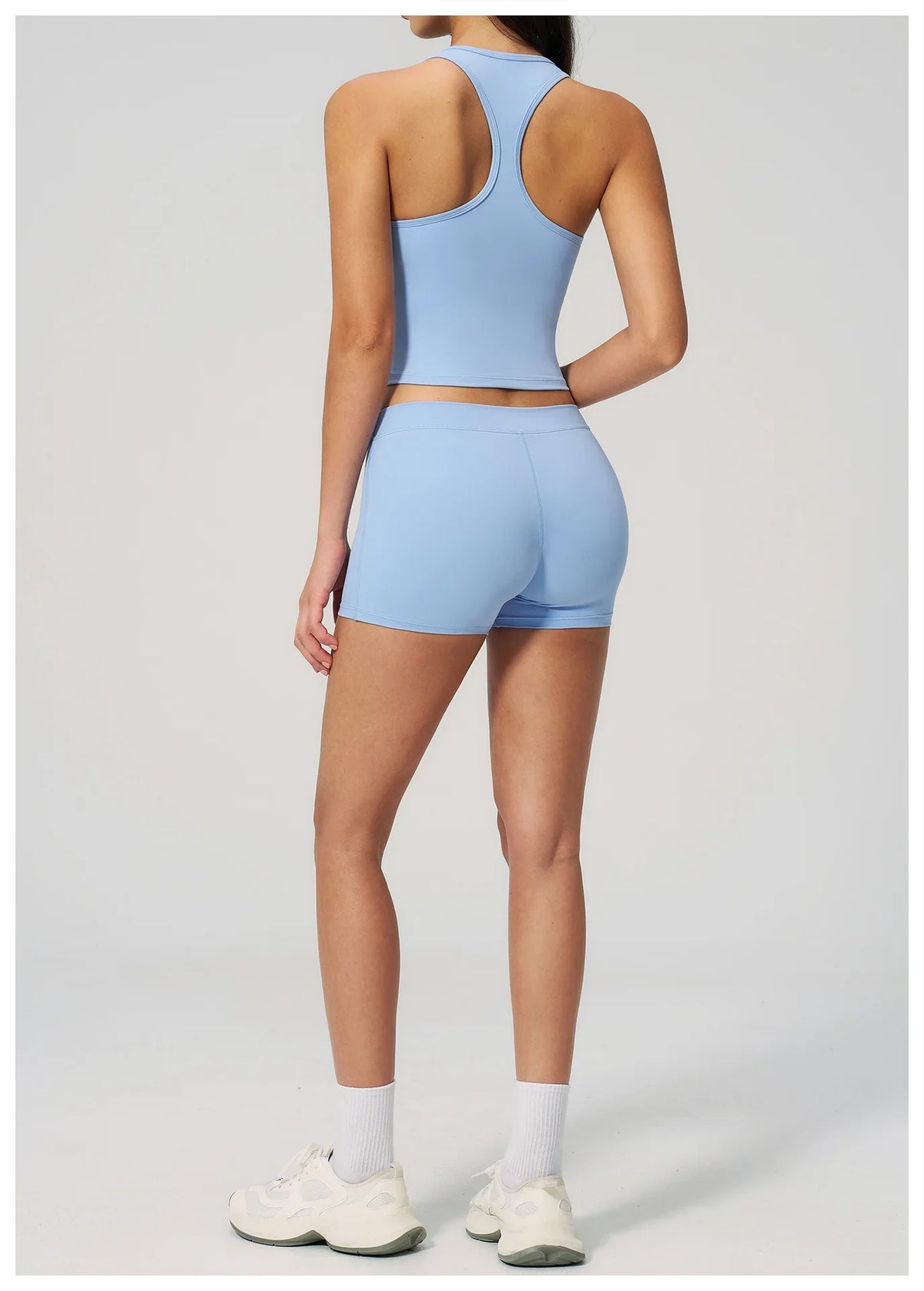 Gym Women Yoga Sets Women Brushed Square Neck Slim Sports Tank Top Fitness Suit Outwear Running High Waist Shorts Tracksuit