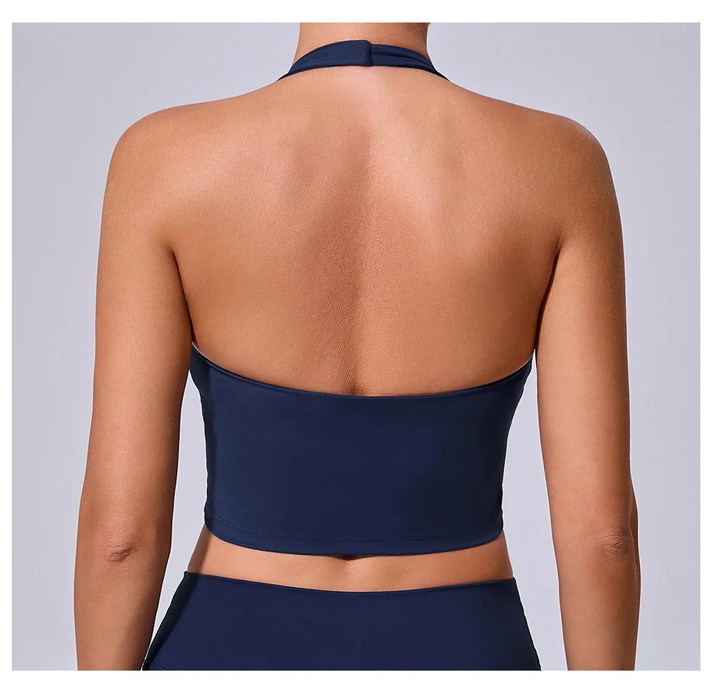 Ladies Sports Bra Sexy Hanging Neck High Support Impact Yoga Underwear Running Fitness Gym Push Up Workout Bra Padded Bralette