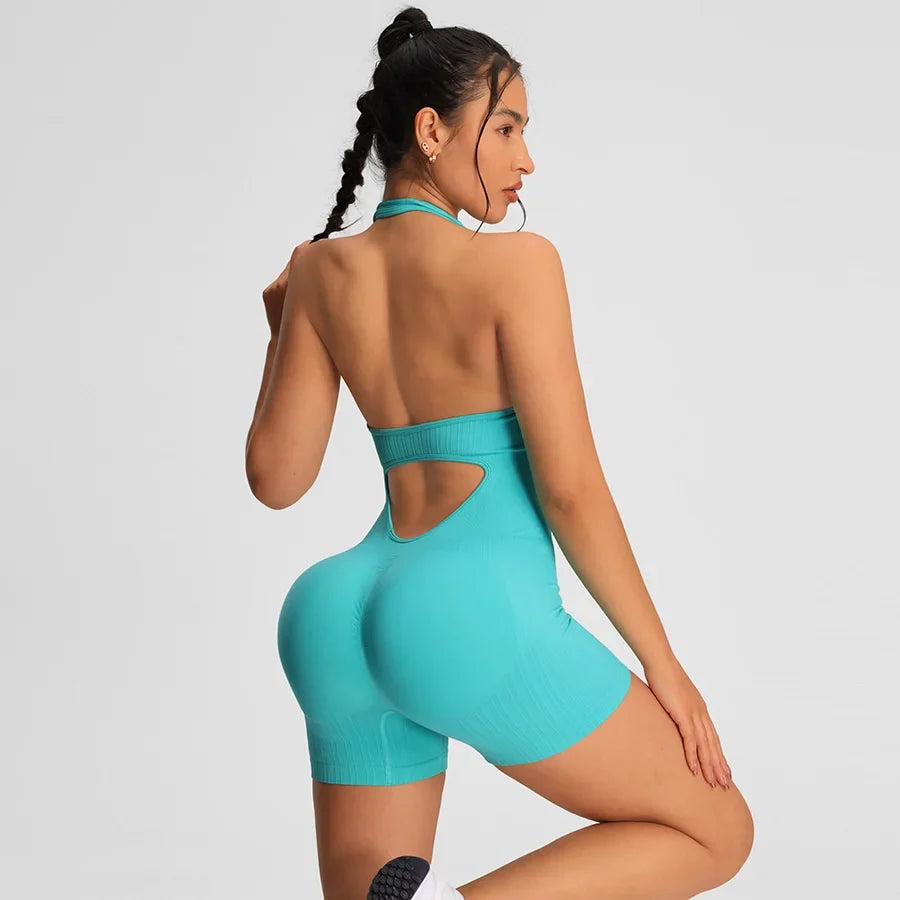 Summer Rompers Sportswear Woman Gym Combi-pants Women Jumpsuits Sport Yoga Clothes Female Fitness Overalls Shorts Bodysuit