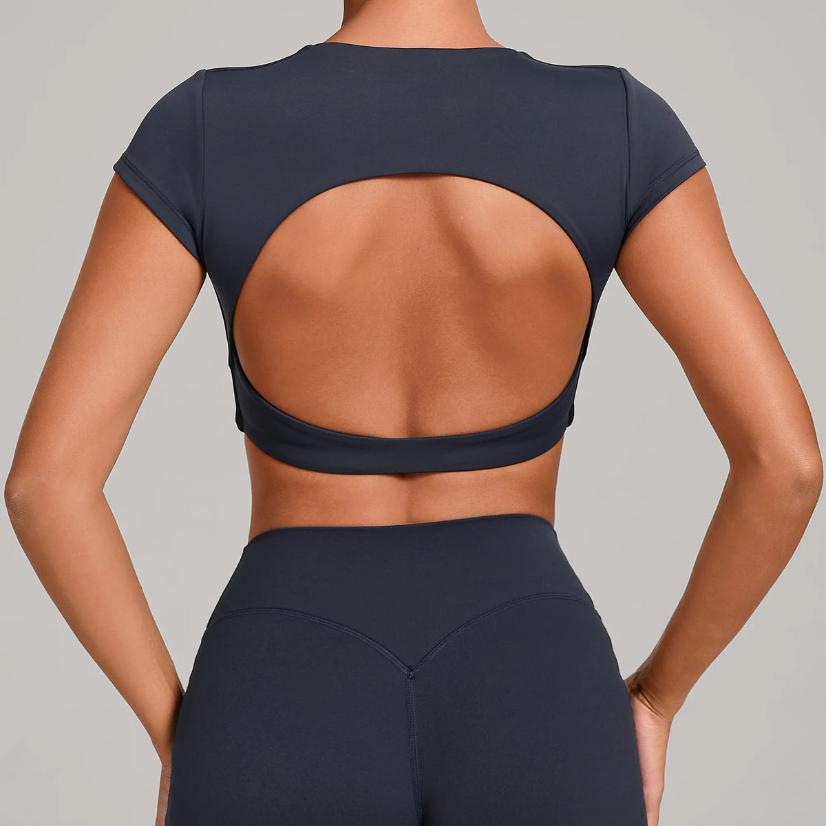 No Padded Women's Yoga T-shirt Short Sleeves Bra Backless Fitness Top Beautiful Back Gym Clothes Form-fitting Running Tee
