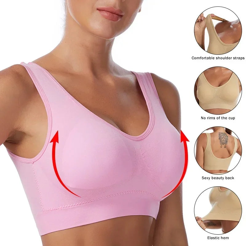 12 Colors S-5XL More Size Sports Bra Women Push Up Seamless Gym Jogging Yoga Fitness Crop Top Female Tops Sport Bras for Women