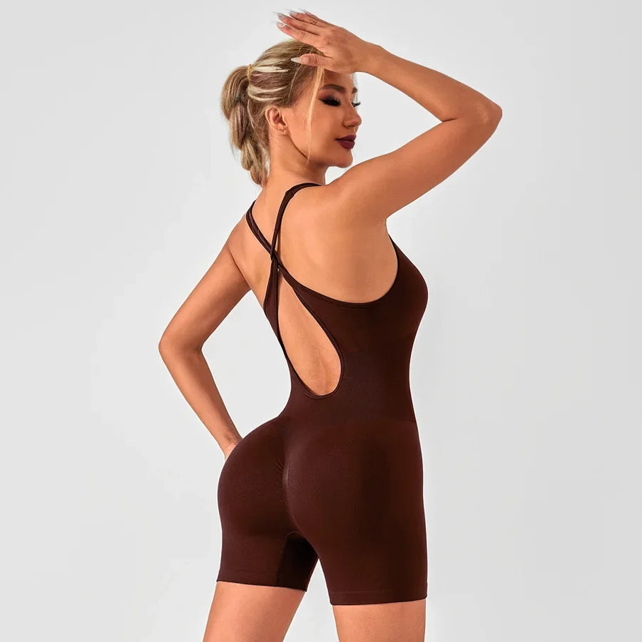Summer Bodysuit Sportswear Woman Gym Sexy Bodysuit for Fitness Party Shorts Jumpsuits Overalls Women's Yoga Combi-pants Rompers