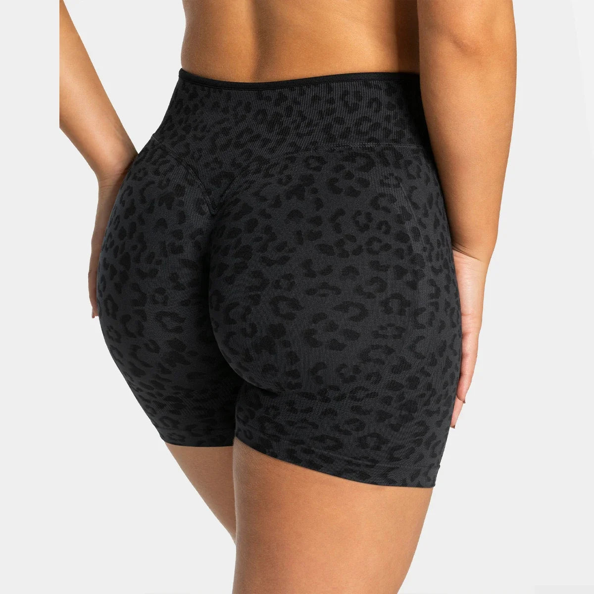 Leopard Print Color Block Yoga Shorts, High Waist Stretch Athletic Workout Shorts for Women, Casual Sports Gym Leggings