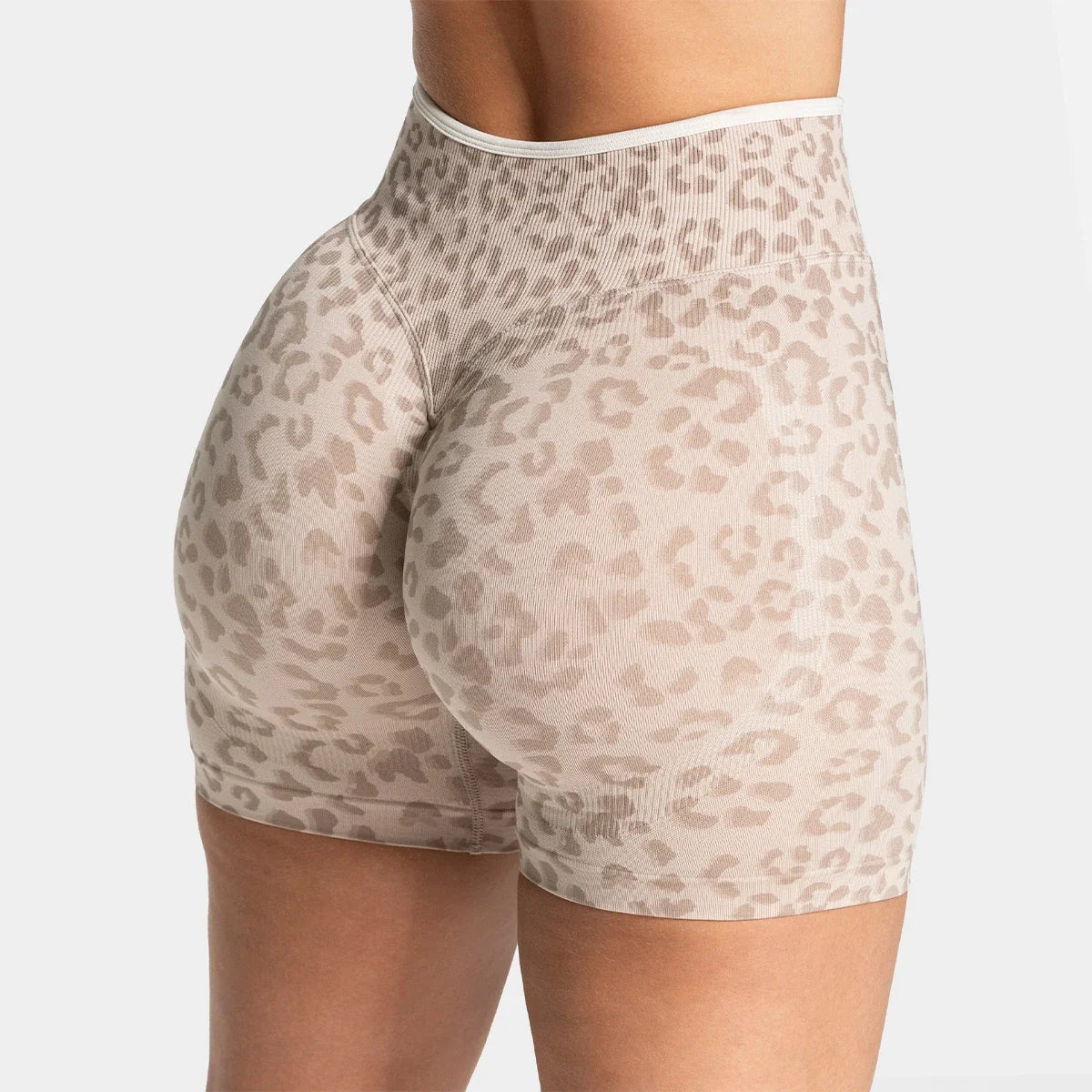 Leopard Print Color Block Yoga Shorts, High Waist Stretch Athletic Workout Shorts for Women, Casual Sports Gym Leggings