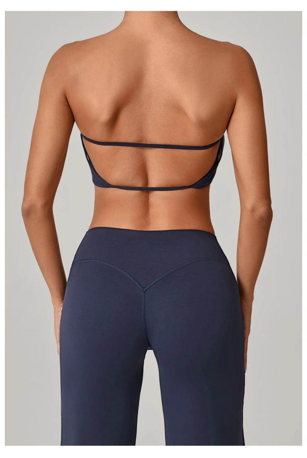 Padded Backless Bandeau Sports Bra Gym Women Crop Tube Top Seamless Yoga Top Sexy Workout Sportswear Push-up Fitness Underwear