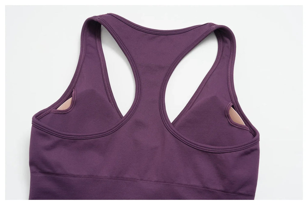 Seamless Gym Yoga Sets Women Breathable I-shaped Shock-absorbing Slim Sports Tank Top High Waist Shorts Training Fitness Suit