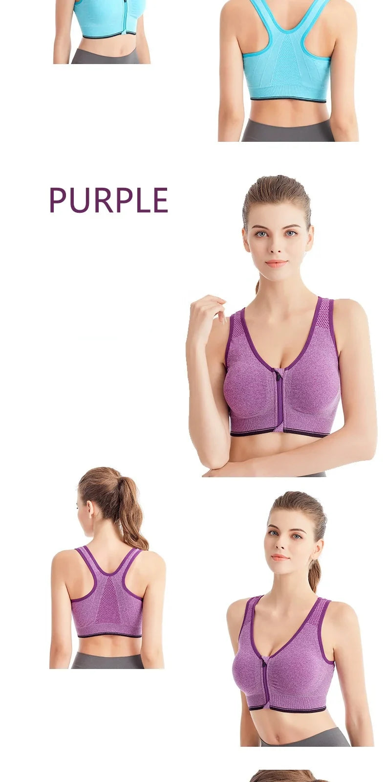 Sports Bra Women Front Zipper More Size Crop Tops Female Gym Jogging Yoga Fitness Shockproof Vest Bralette Sport Bras for Women