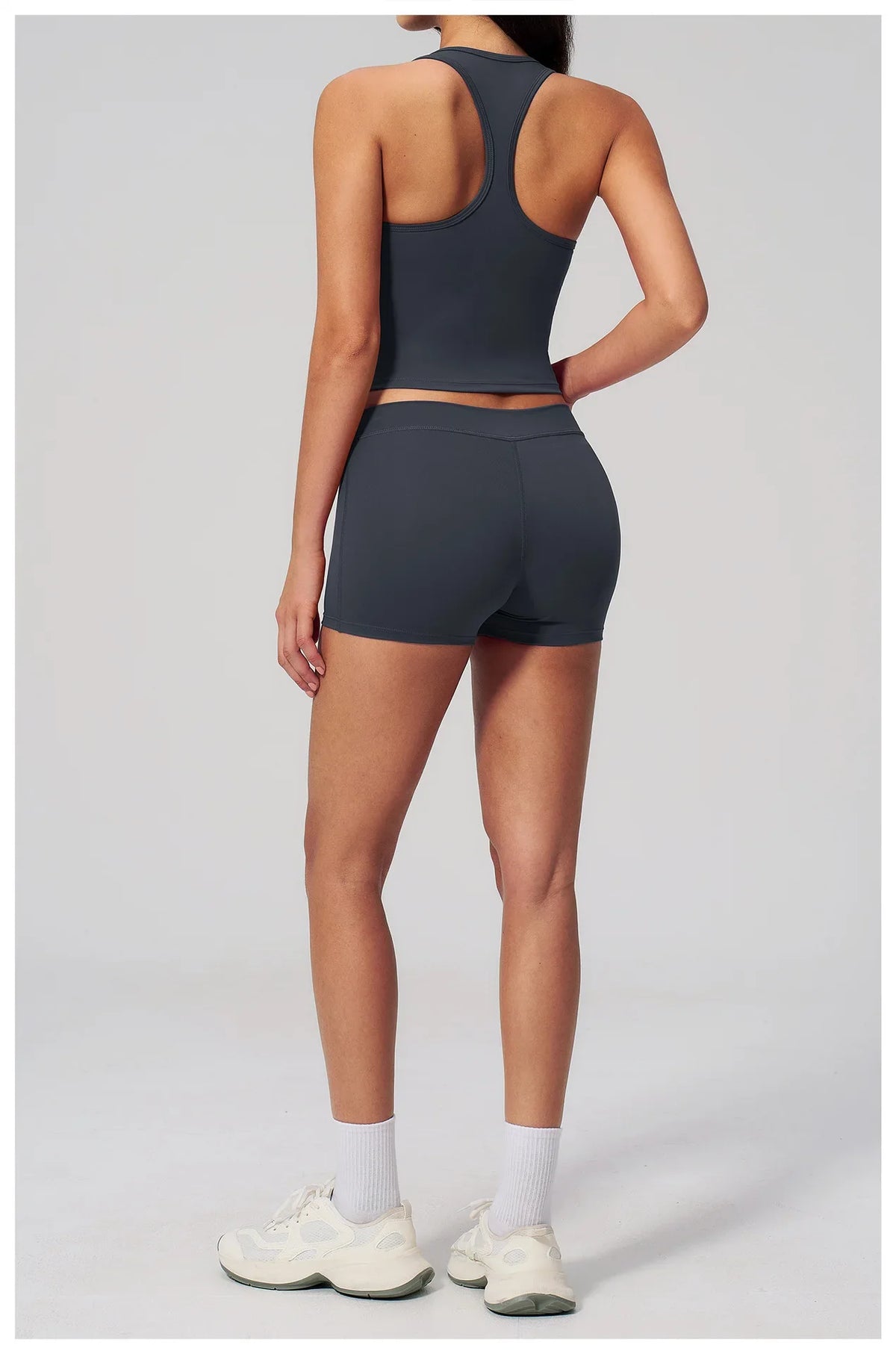 Gym Women Yoga Sets Women Brushed Square Neck Slim Sports Tank Top Fitness Suit Outwear Running High Waist Shorts Tracksuit