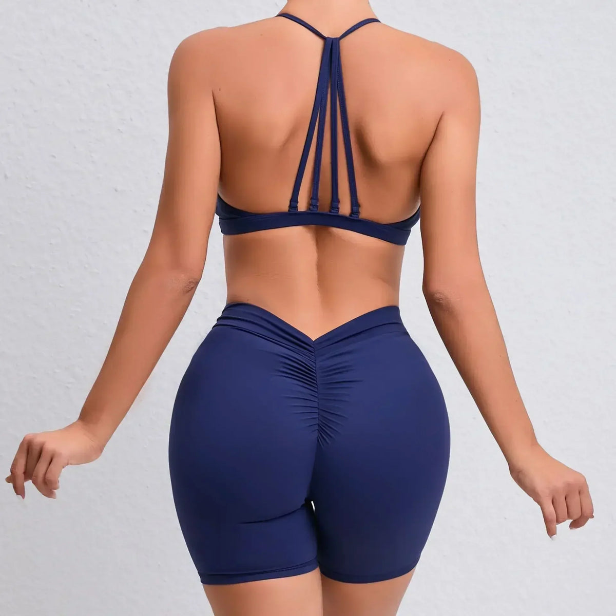 Women's 2-Piece Yoga Sets High Waist Seamless Shorts  Hip-Lifting & Backless Gym Leggings Quick Dry Workout Fitness Suits