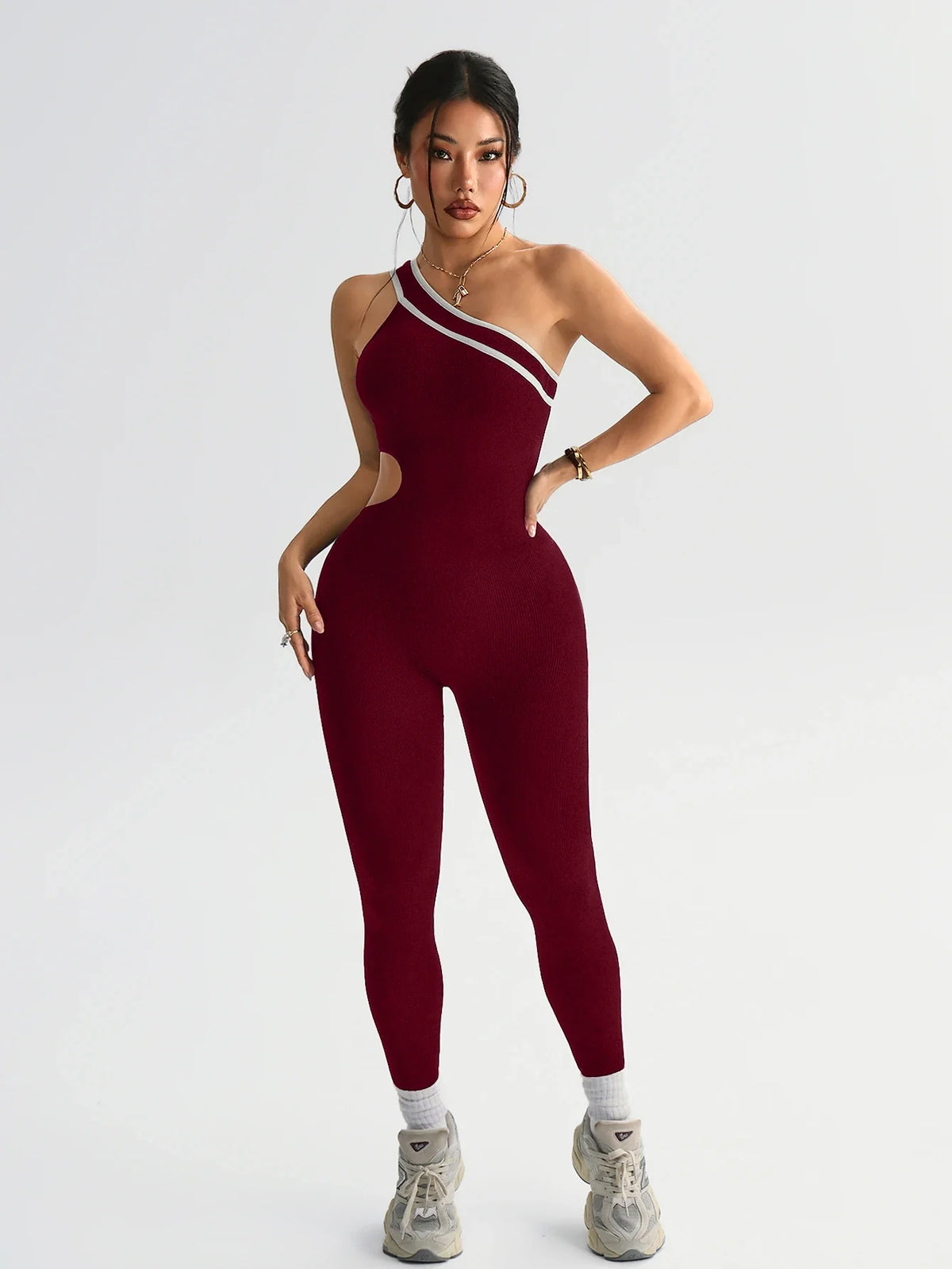 Women Seamless Yoga Jumpsuit Workout Bodysuit Tummy Control Butt-Lifting Gym Clothes Sleek Sportswear Striped Athletic Outfit