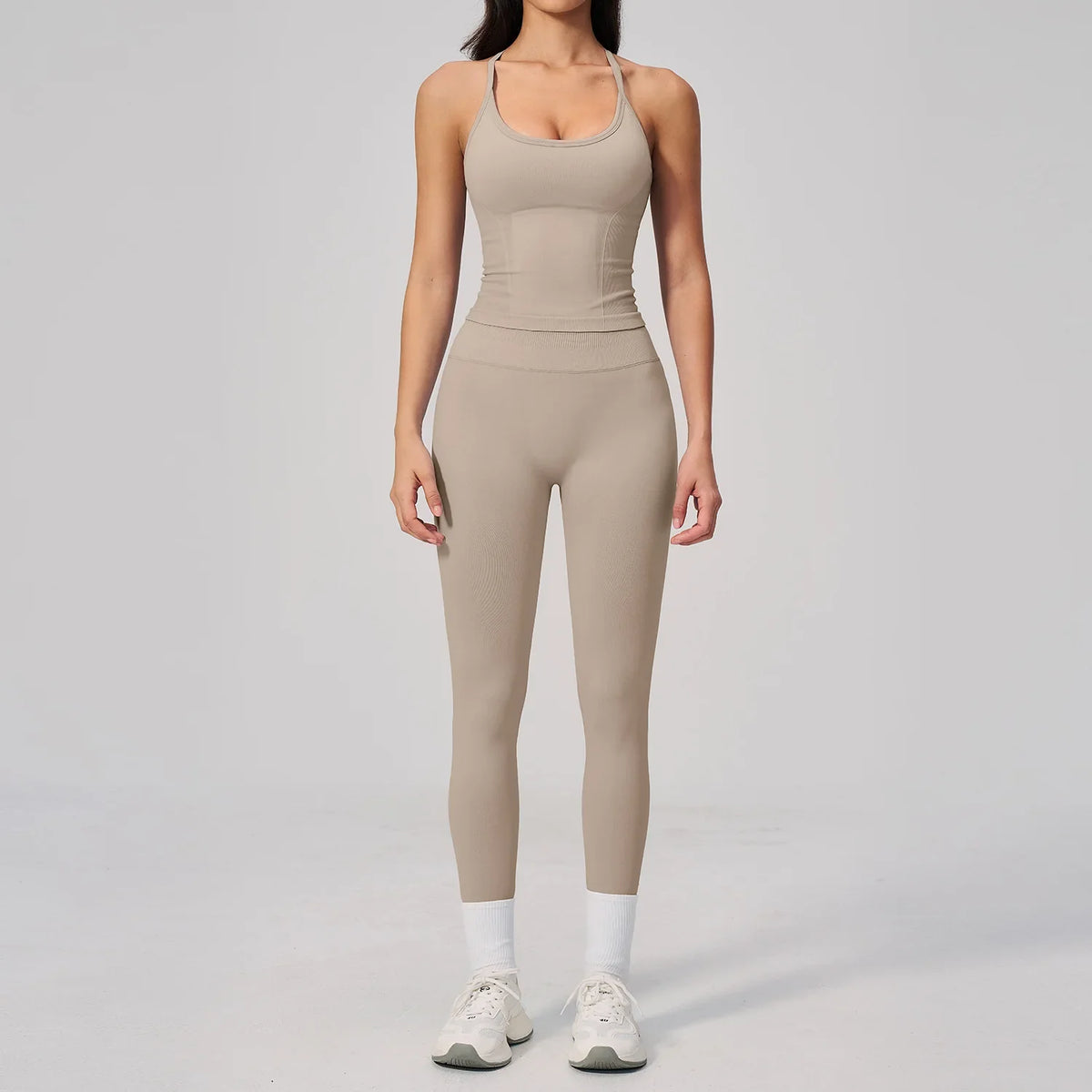 Summer Seamless Yoga Sets Women Outdoor Slimming Sports Tank Top High Waist Hip Lifting Leggings Gym Fitness Suits Tracksuit