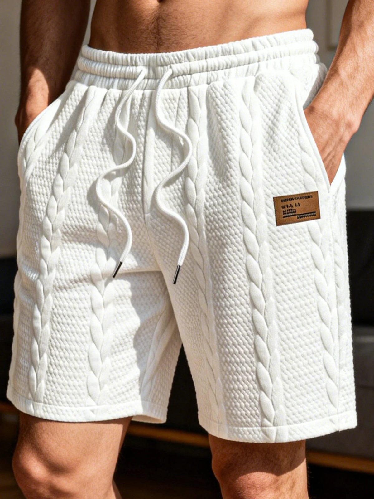 Pantalones Cortos Blancos Hombre Verano Transpirables CONJUESS 5"