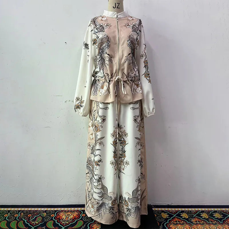 Conjunto de Dos Piezas para Mujer, Pantalones con Estampa...