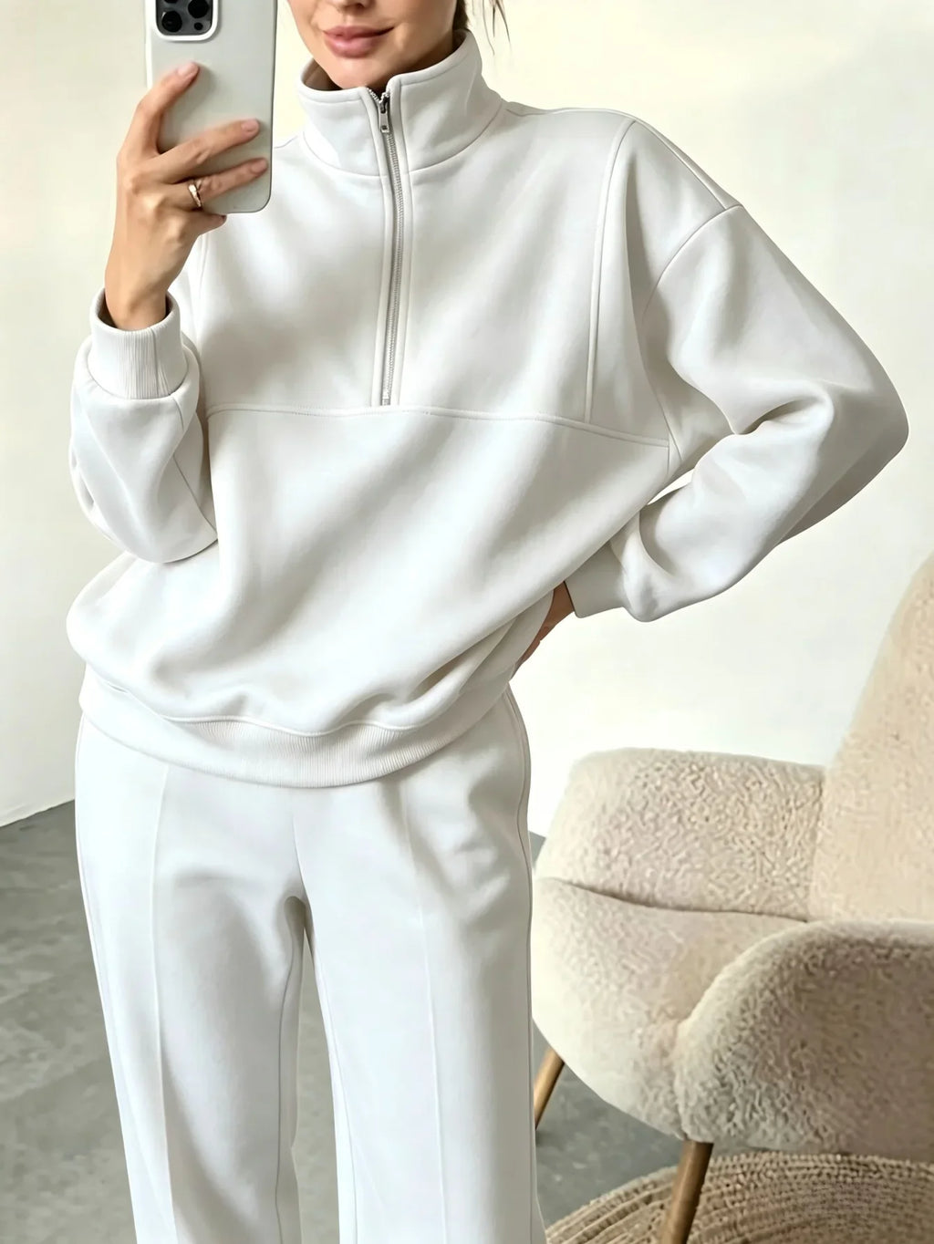 Conjunto de sudadera con media cremallera y pantalones pa...