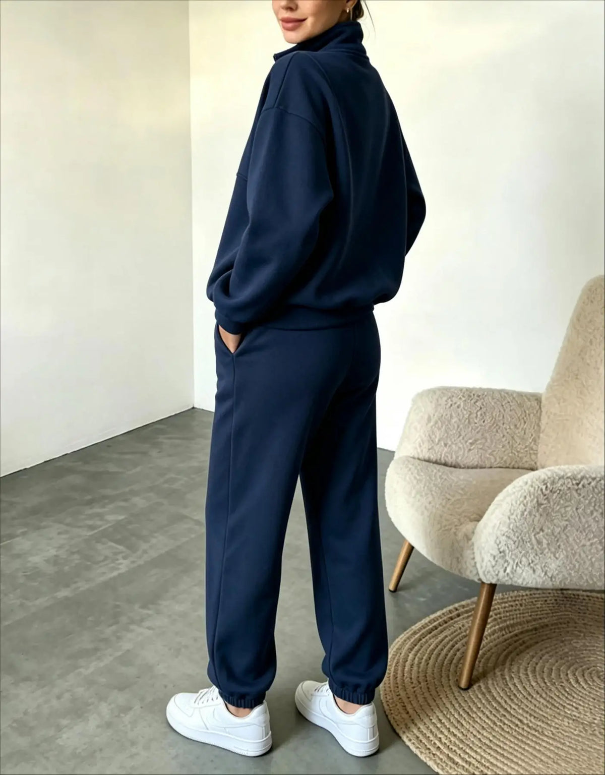 Conjunto de sudadera con media cremallera y pantalones pa...