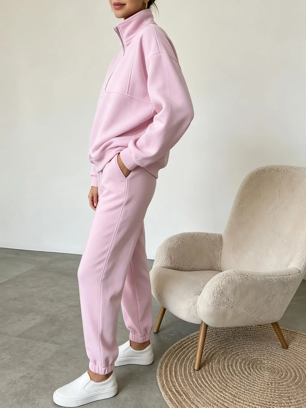 Conjunto de sudadera con media cremallera y pantalones pa...