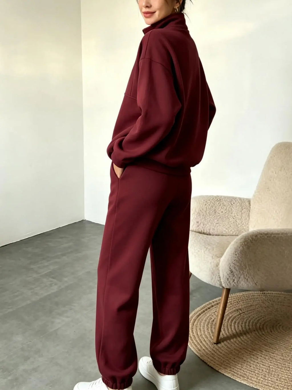 Conjunto de sudadera con media cremallera y pantalones pa...