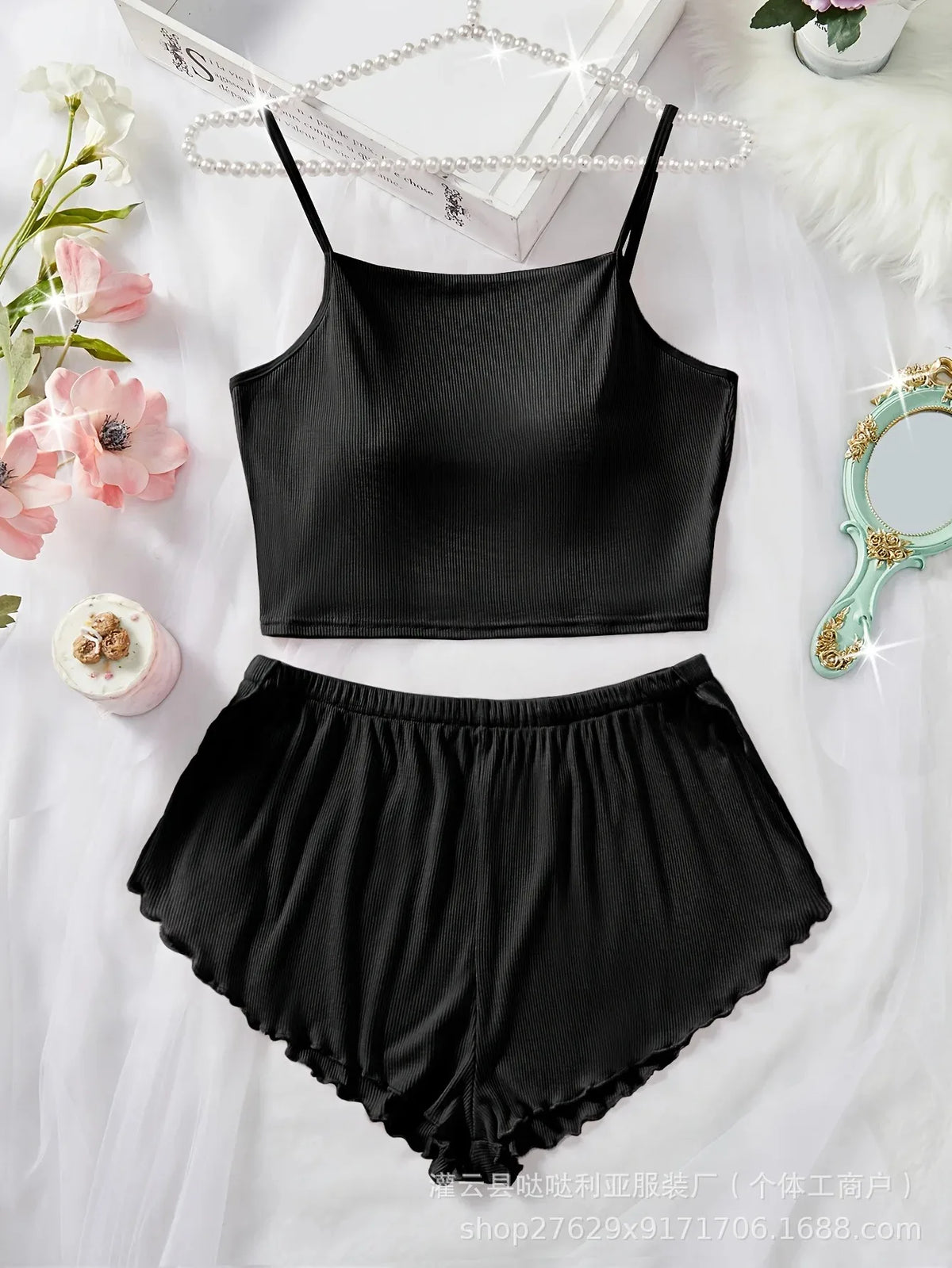 2025 nueva moda mujer Color puro Slim Fit Top y pantalone...