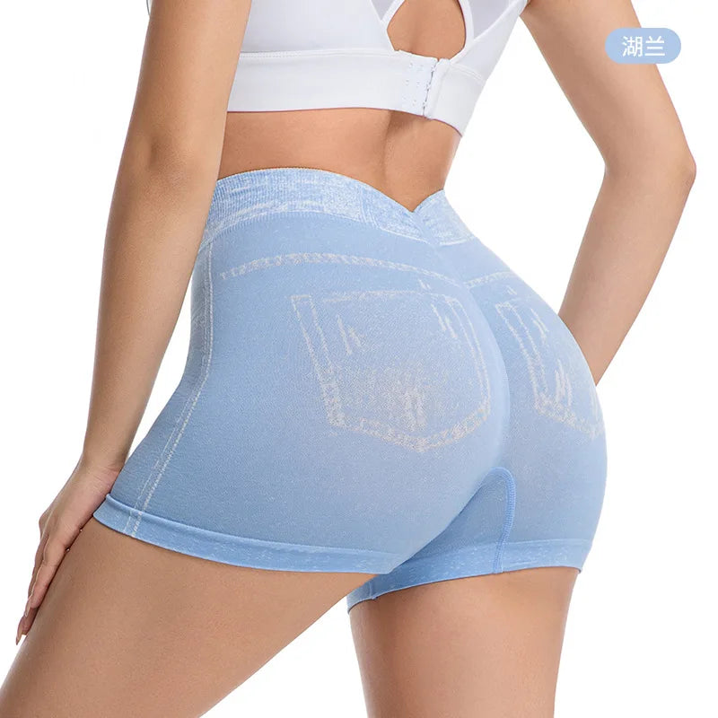 1 unidad de pantalones cortos de imitación de mezclilla p...