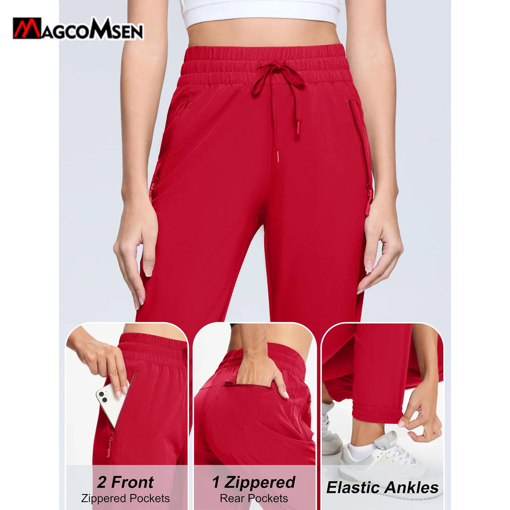 MAGCOMSEN Pantalones de senderismo impermeables para muje...