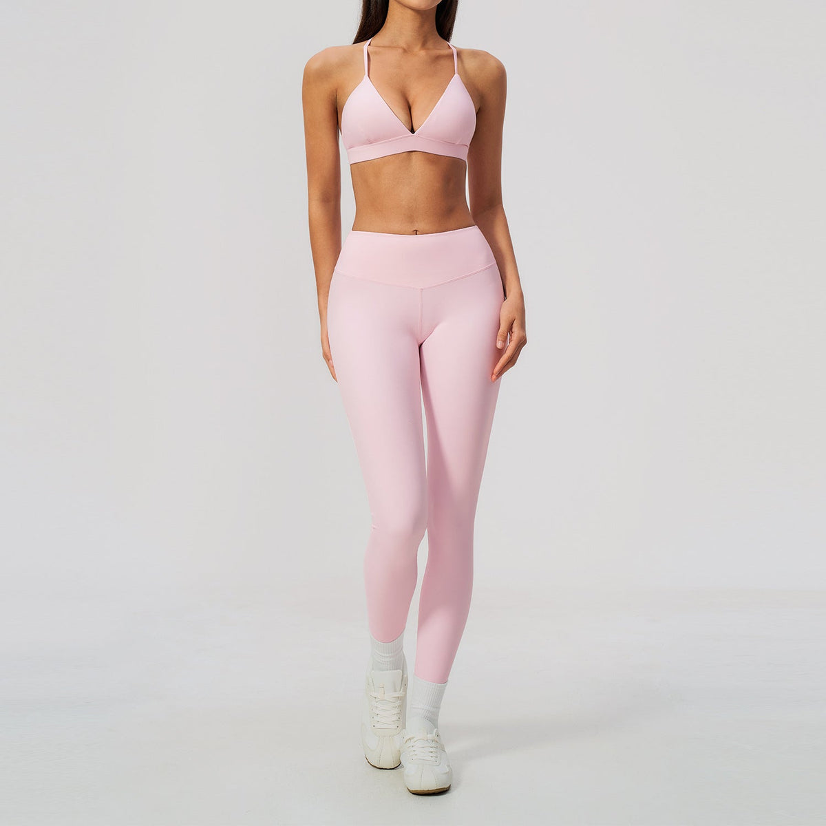 Women's Two-Piece Yoga Fitness Set - High Elasticity Workout Outfit for Gym and Running
